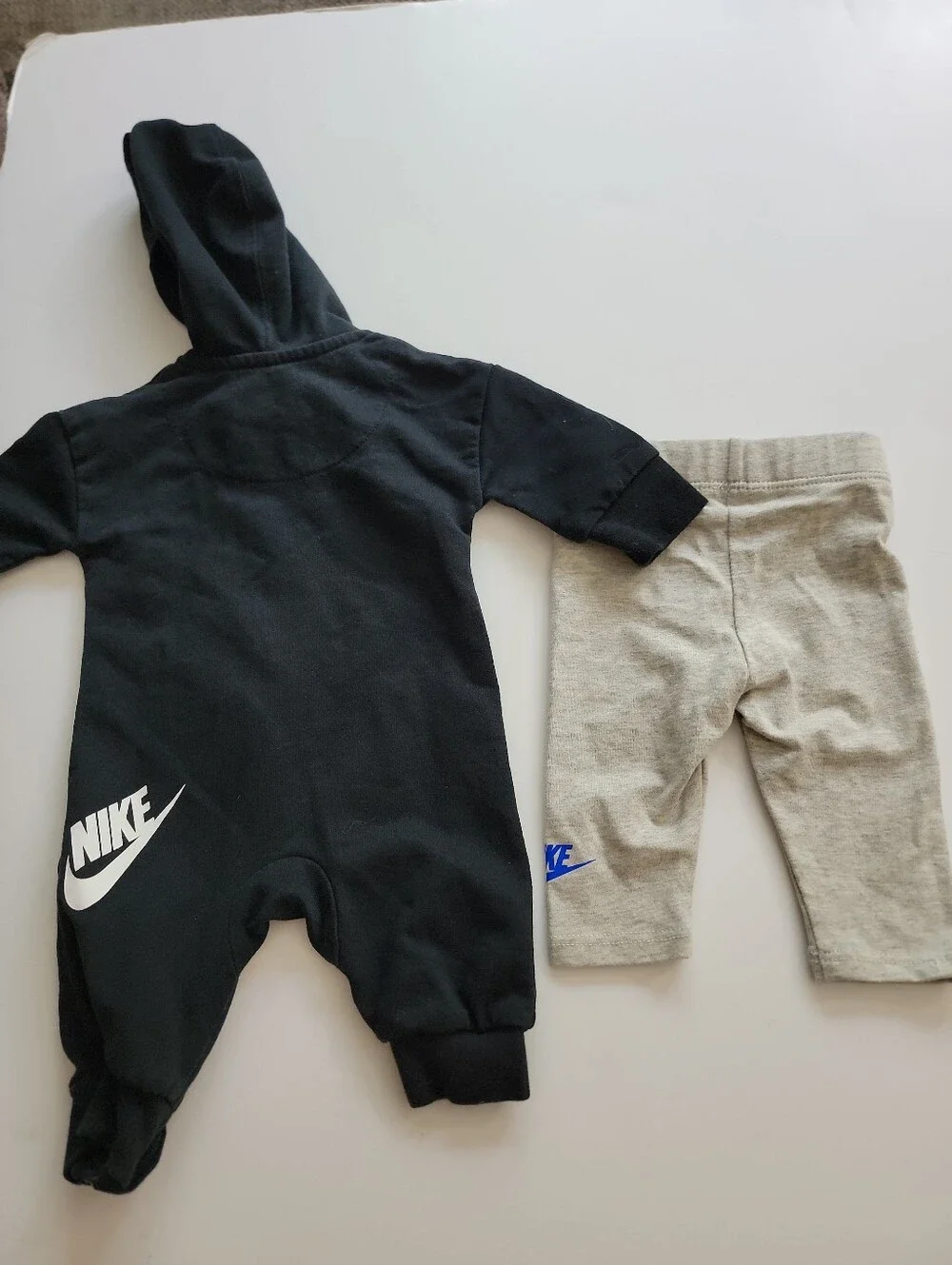 Nike Black Hooded One-Piece And Light Gray Leggings Newborn
